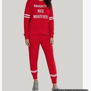Wildfox Red Holiday Pajama Set with White Stripes- NEW in Bag
